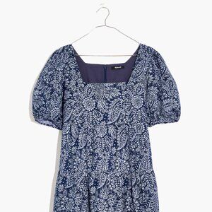 NWOT Madewell Poplin Puff-Sleeve Tiered Babydoll Dress in Paisley Garden